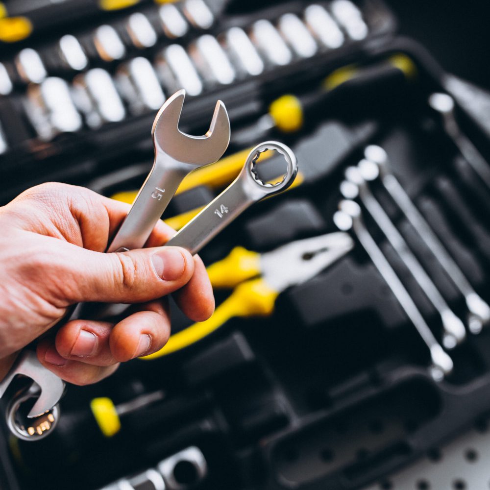 Set of tools in a tool kit isolated